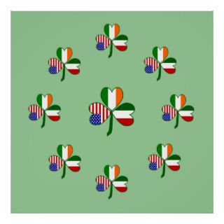 Italian Shamrock Green Background Posters