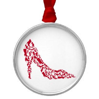 shoe silhouette with many different shoes christmas tree ornaments