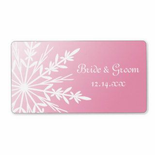 Pink Snowflake Wedding Stickers Custom Shipping Labels