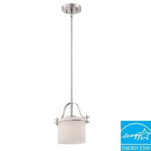 Illumine Loren 1 Light Polished Nickel Mini Pendant with Oval Frosted Glass Shade HD 5105