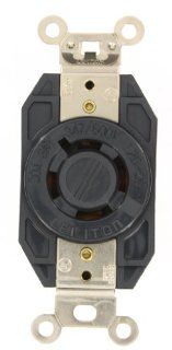 Leviton 2460 20 Amp, 347/600 Volt  3PY, Flush Mounting Locking Receptacle, Industrial Grade, Non Grounding, Black   Electric Plugs  