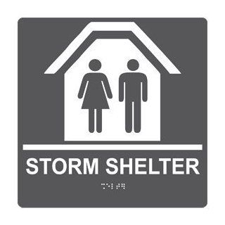 ADA Storm Shelter With Symbol Braille Sign RRE 14835 99 WHTonCHGRY  Business And Store Signs 