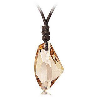 Golden Galactic Cut Swarovski Crystal Pendant Necklace on Cord Jewelry