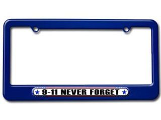 9 11 Never Forget   September 11 USA America Flag License Plate Tag Frame   Color Blue Automotive