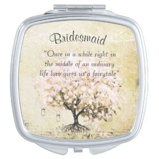 Romantic Pink Hearleaf Tree Wedding Quote Travel Mirror
