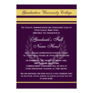 Formal College Graduation Announcements ~Purple