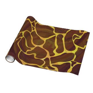 Giraffe Brown and Yellow Print Gift Wrap Paper