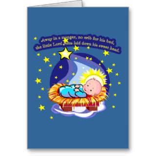 Away in a Manger Christmas Carol T shirts, Gifts Greeting Card