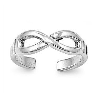 Sterling Silver Infinity Mid Finger / Mid Knuckle Ring   6mm Toe Rings Jewelry