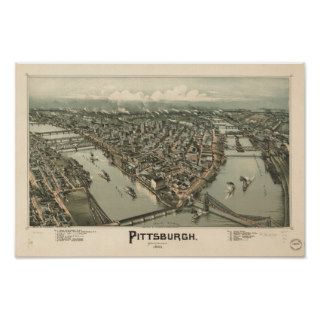 Pittsburgh Pennsylvania 1902 Antique Panoramic Map Print