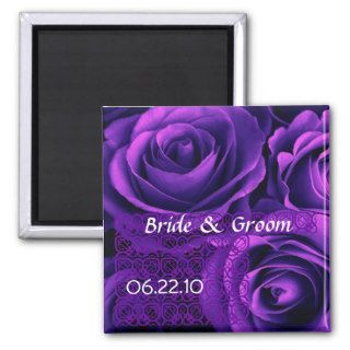 PURPLE Wedding Rose Bouquet with Lace Refrigerator Magnets