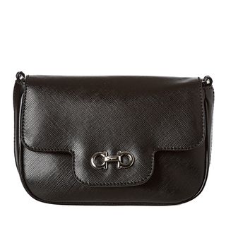Salvatore Ferragamo Women's 'Fancy' Black Embossed Calfskin Mini Crossbody Bag Salvatore Ferragamo Designer Handbags
