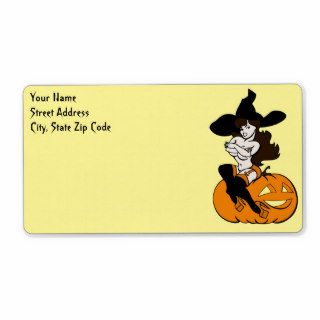 Halloween Witch Brunette Custom Shipping Label