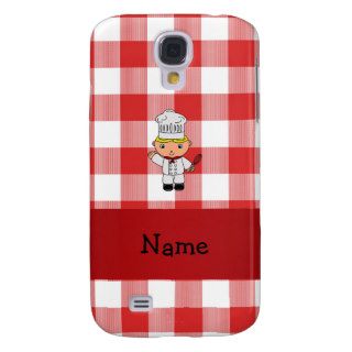 Personalized name chef red white checkers samsung galaxy s4 cover