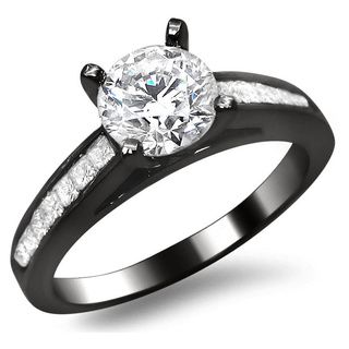14k Black Gold 1 1/4ct Round Princess cut Diamond Engagement Ring (G H, SI1 SI2) Engagement Rings