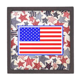 USA Patriotic Flag Primitive Stars Colorful Design Premium Gift Boxes