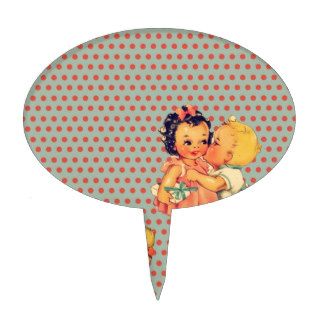 cute retro children vintage valentines day cake toppers