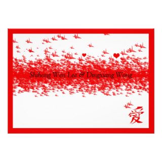 1000 Red Paper Origami Cranes Wedding Invitations