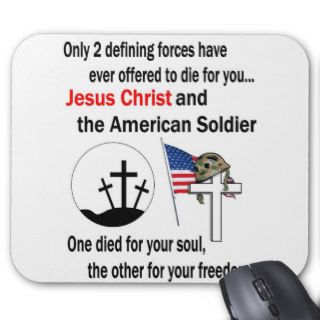 Jesus Christ and the American Soldier 2nd Version Mouse Pads