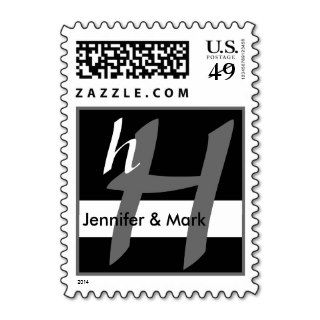 Letter H Bride & Groom SMALL Purple Monogram Stamp