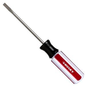 Husky 4 in. Slotted Screwdriver with Red Handle 74316