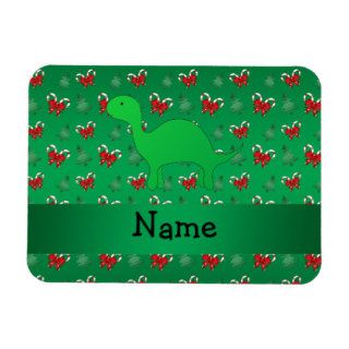 Personalized name dinosaur green candy canes bows magnets