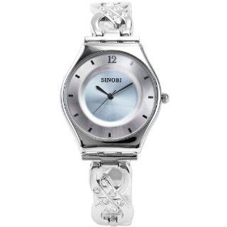 SINOBI Vogue Crystal Lady Women Blue Dial Bracelet Ultra thin Case Quartz Dress Watch SNB050 Watches