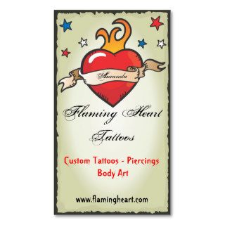 Tattoo Flaming Heart  Business Cards