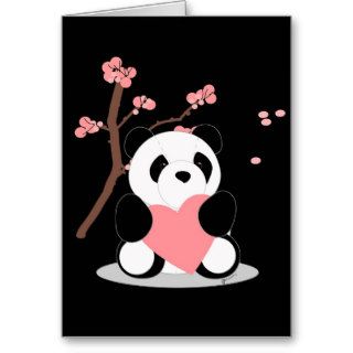 Cherry Blossom Panda Greeting Card