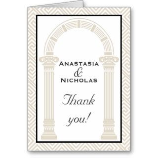 Greek key & columns Grecian wedding Thank You Greeting Card