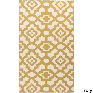Candice Olson Market Place Hand woven Geometric Ivory/ Gold Wool Rug (3'6 x 5'6) Surya 3x5   4x6 Rugs
