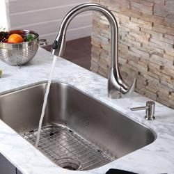 Kraus Kitchen Combo Set Stainless Steel Single Lever Pullout Faucet Kraus Kitchen Faucets