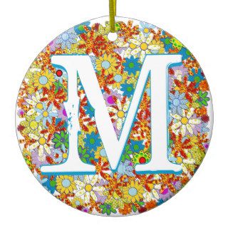 Modern Floral Pattern Bright Colors Christmas Ornament