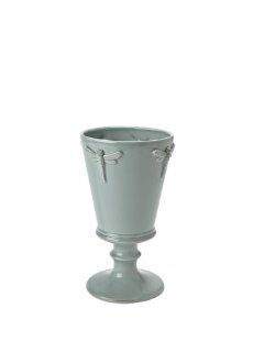 10" Turquoise Ceramic Medium Dragonfly Pesdestal Flower Vase  