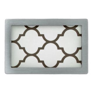 teal white Moroccan Lattice Repeatable Pattern Belt Buckle