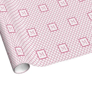 Hot Pink White Quatrefoil  Your Monogram Gift Wrap