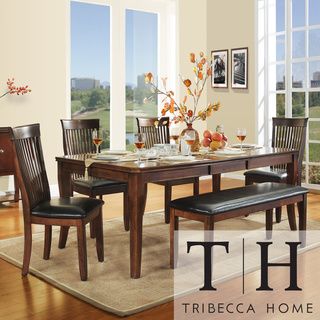 TRIBECCA HOME Winsford Burnished Cherry 6 piece Dining Set Tribecca Home Dining Sets