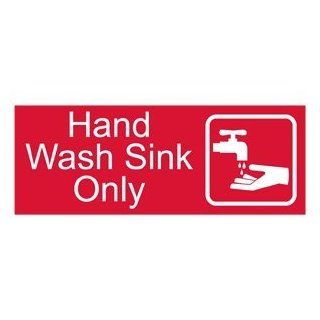 Hand Wash Sink Only Engraved Sign EGRE 372 SYM WHTonRed Hand Washing  Business And Store Signs 