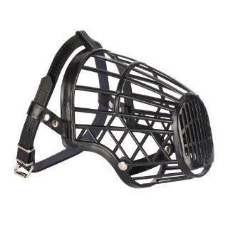 Adjustable leather Plastic Dog Basket Cage Muzzle Black Size 6  Pet Muzzles 