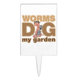 Worms Dig My Garden Rectangle Cake Topper