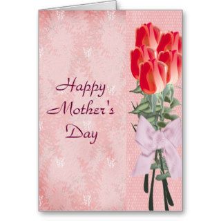 Five Roses on Pink Mother's Day Card Blank Inside