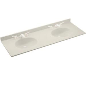 Swanstone Chesapeake 73 in. Solid Surface Double Basin Vanity Top with Bowl in Glacier CH2B2273 121