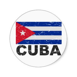 Cuba Vintage Flag Round Sticker