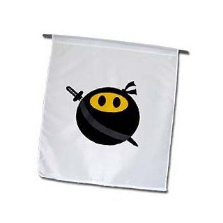 3dRose fl_123167_1 Ninja Smiley Face Funny Masked Yellow Happy Face Garden Flag, 12 by 18 Inch  Outdoor Flags  Patio, Lawn & Garden
