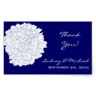 Artistic Hydrangea Navy Personalized Favor Label Rectangle Stickers