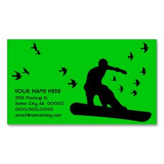 snowboard with birds business card template