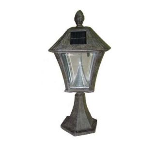 Gama Sonic Baytown 17 in. Post Mount Weathered Bronze Solar Lamp with 6 Solar LED bulbs GS 106PWB