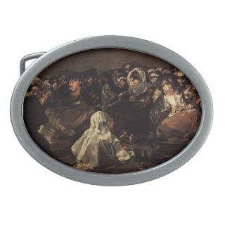 The Great He Goat Or Witches by Francisco Goya Oval Belt Buckles