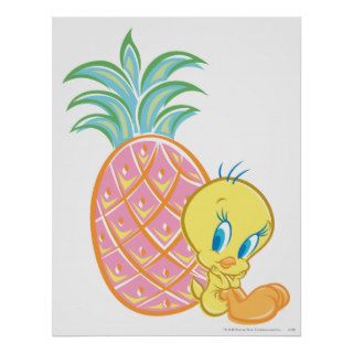 Tweety Leaning On Pineapple Print