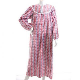 Lanz of Salzburg Long Flannel Gown (543674) XL/White w/Red Multi Nightgowns